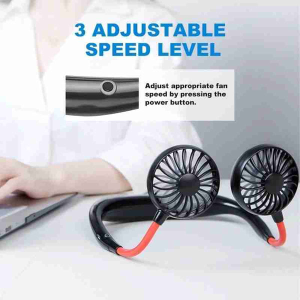Hanging Neck Fan, Mini USB Rechargeable Dual Window Personal Fan Portable with Perfume Tank for Indoor Outdoor Traveling